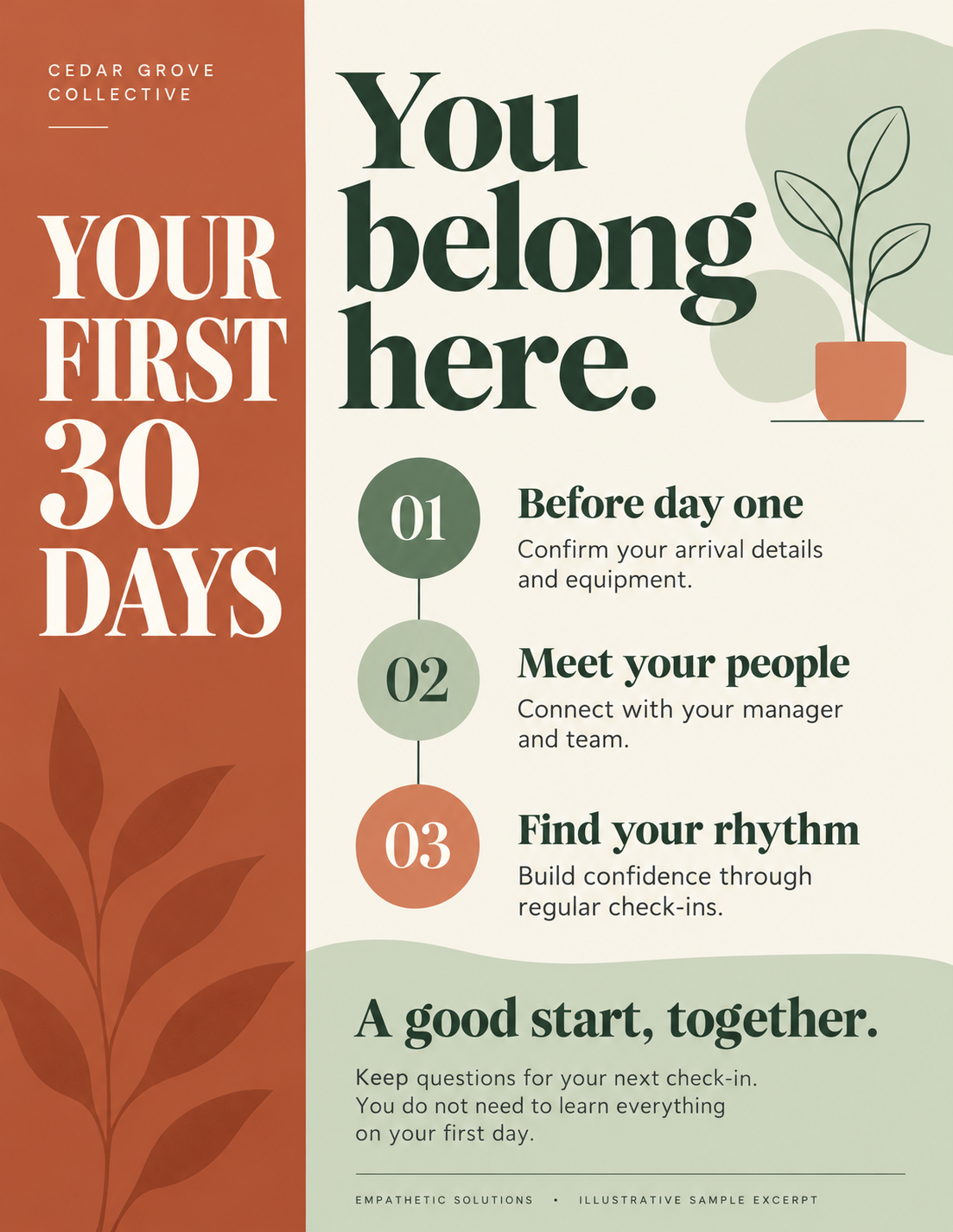 Sage and terracotta illustrative welcome guide